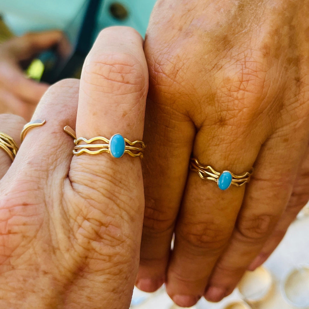 14k gold filled OVAL SLEEPING BEAUTY TURQUOISE GEMSTONE RING