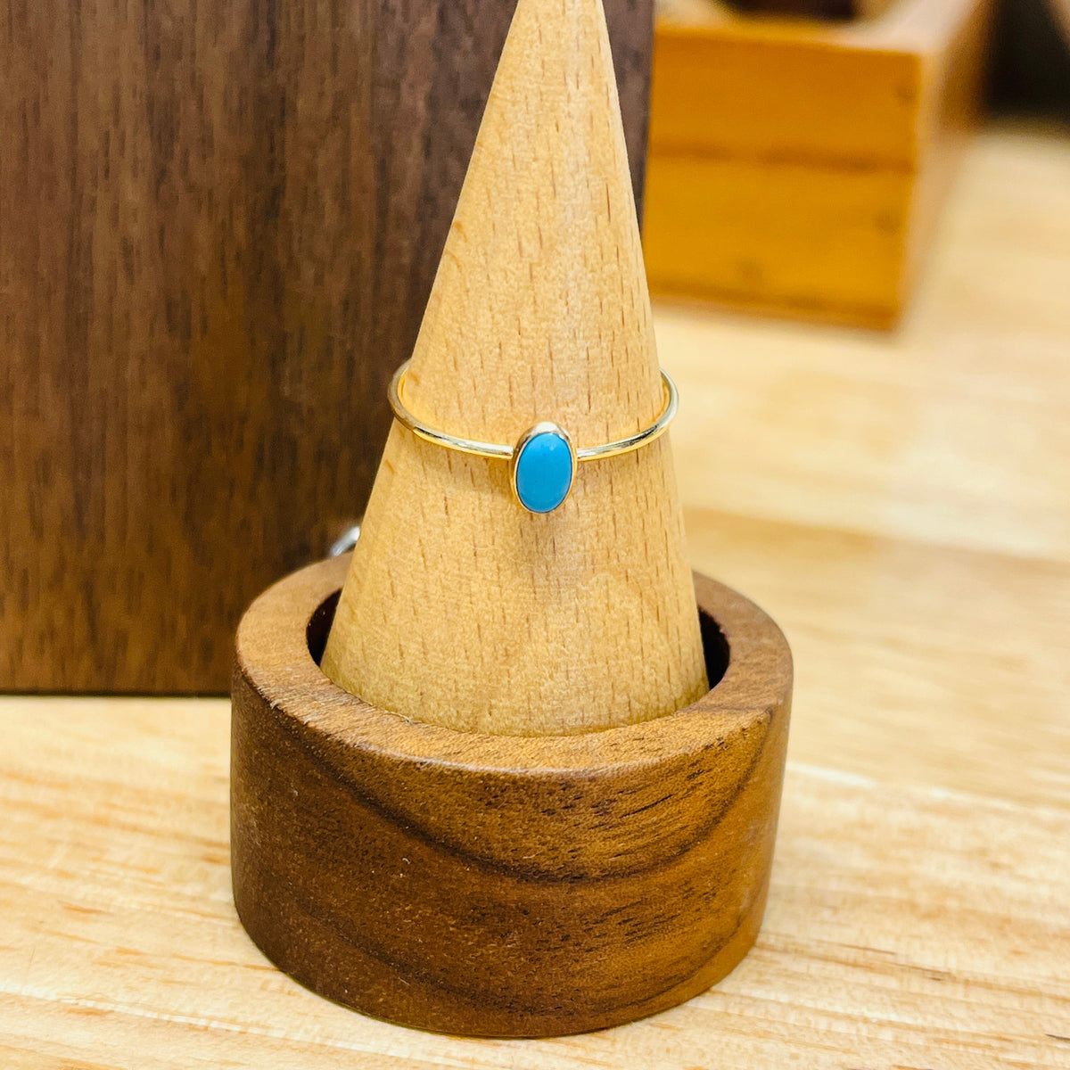 14k gold filled OVAL SLEEPING BEAUTY TURQUOISE GEMSTONE RING