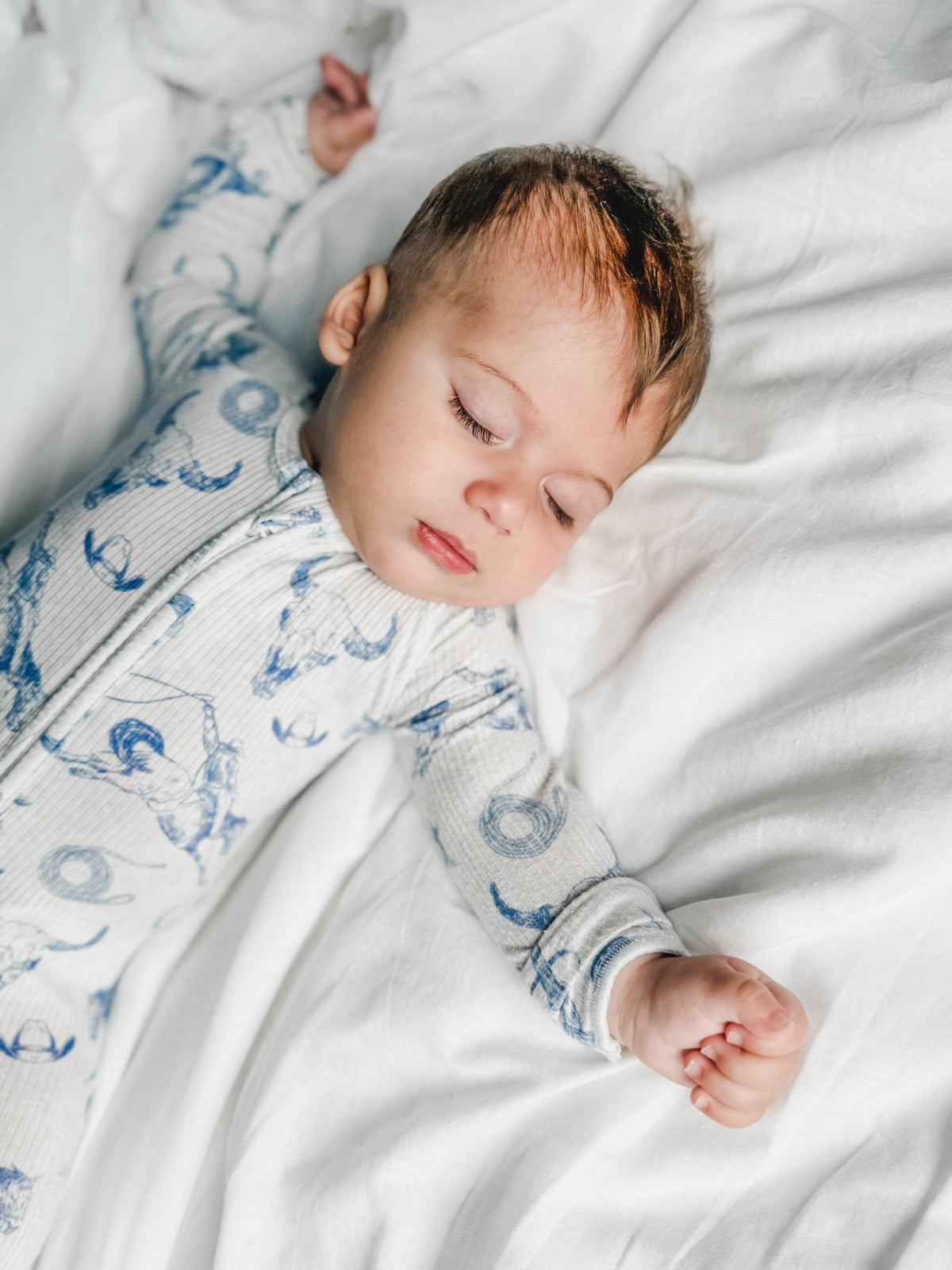 Cowboy Blues Ribbed Bamboo Zippy Pajamas