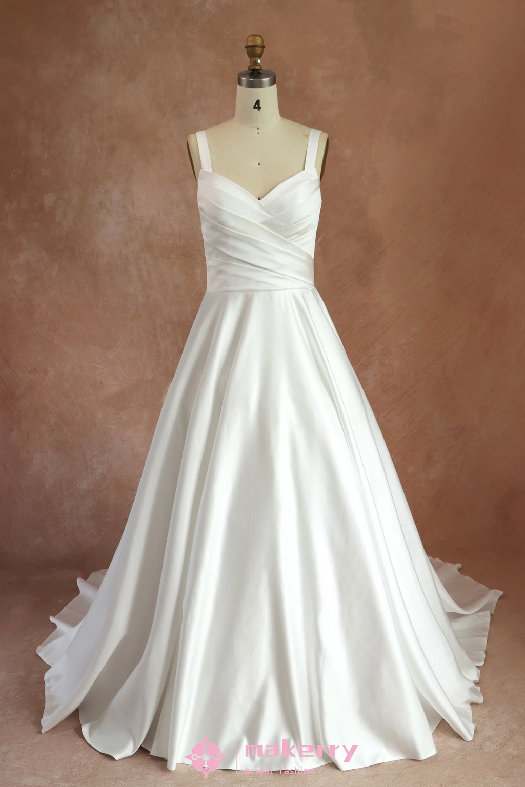 Ultra Modern Soft Satin A-line Bridal Gown With Straps