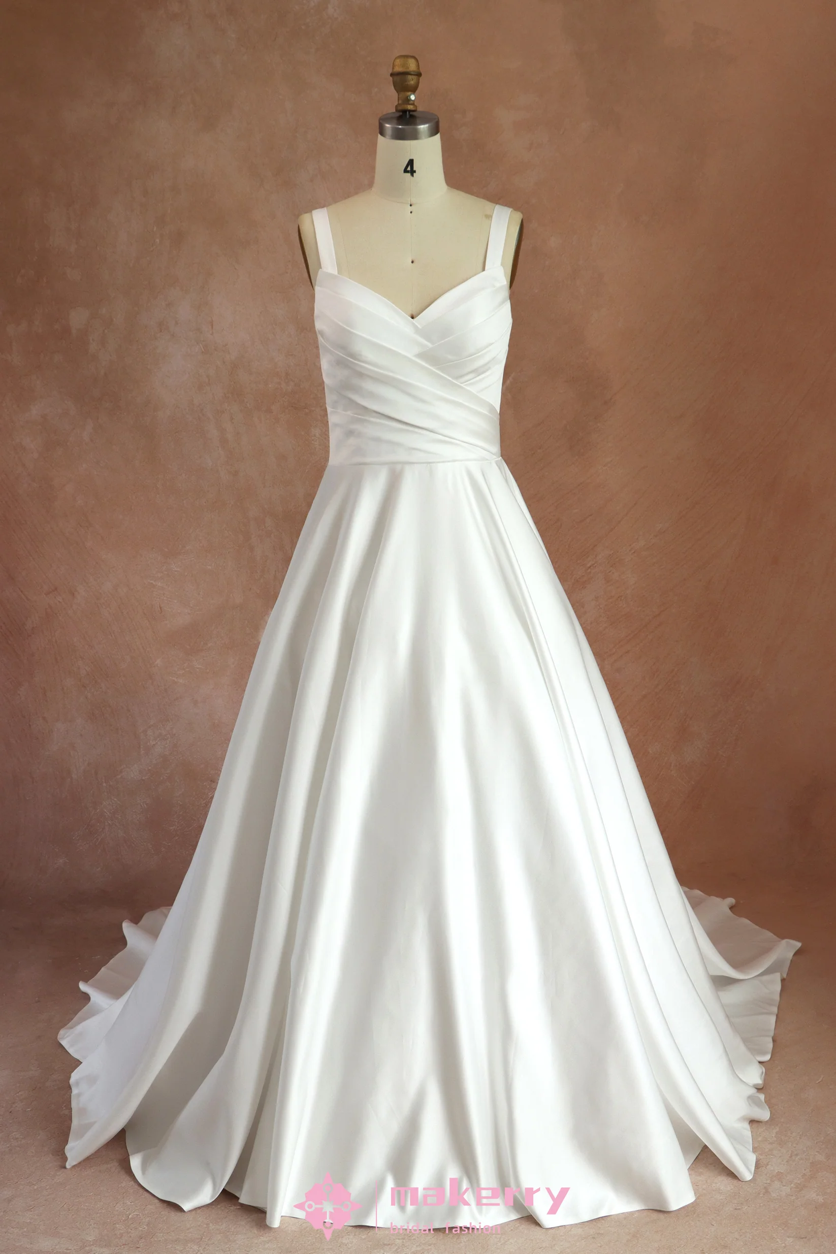 Ultra Modern Soft Satin A-line Bridal Gown With Straps