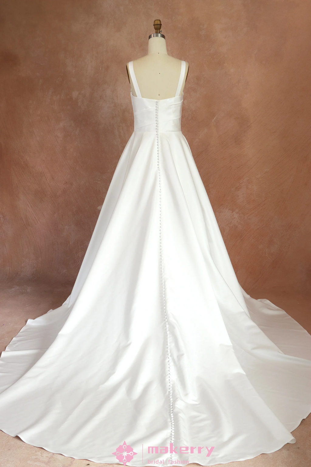 Ultra Modern Soft Satin A-line Bridal Gown With Straps