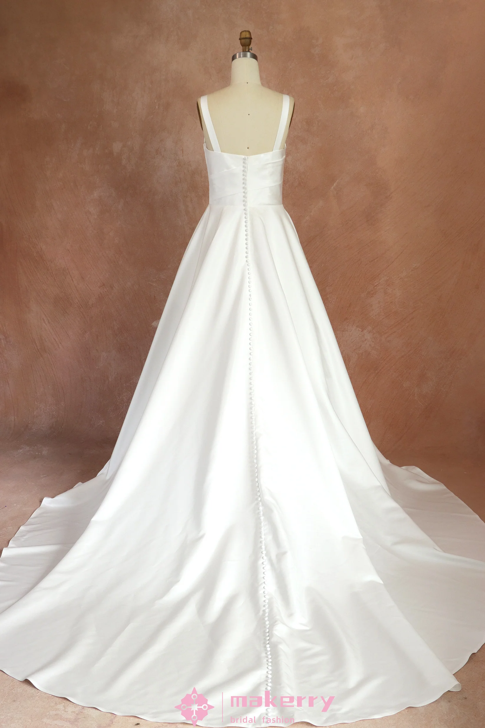 Ultra Modern Soft Satin A-line Bridal Gown With Straps
