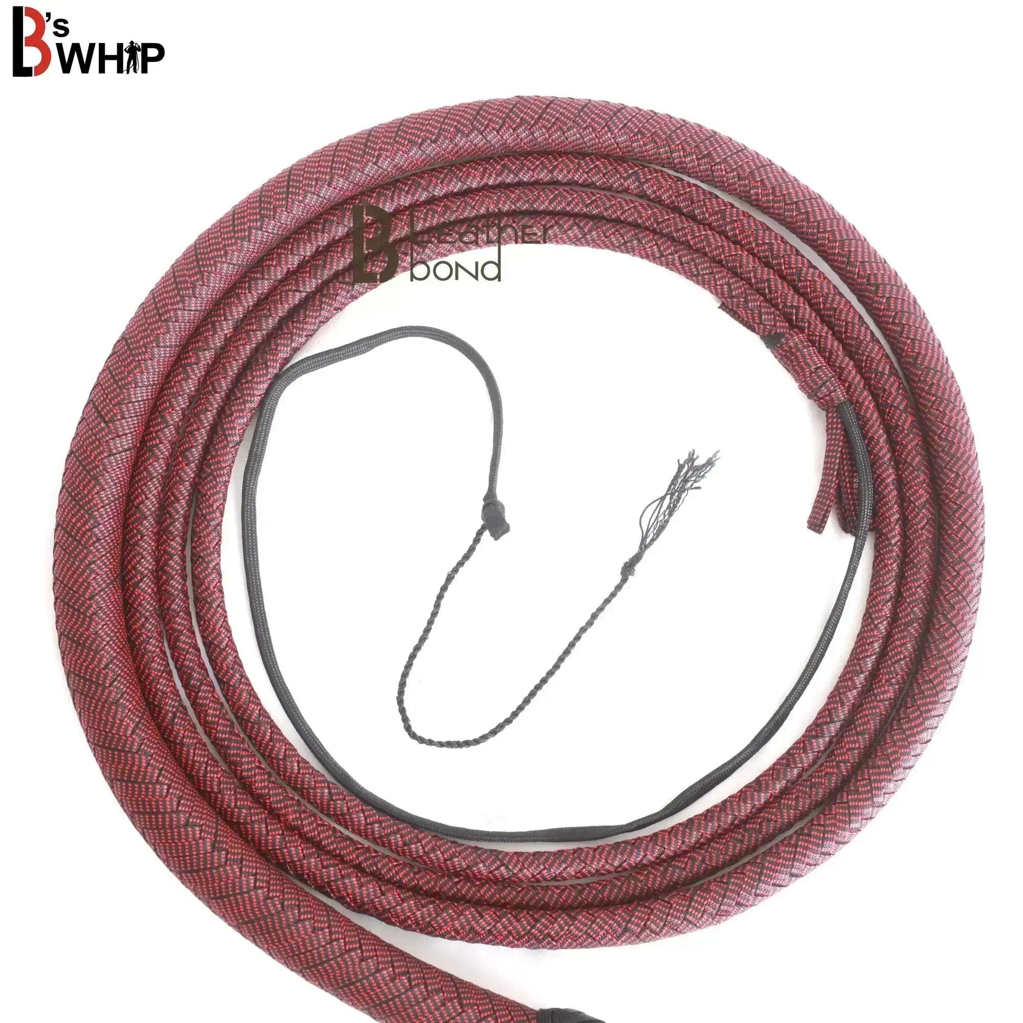 Red and Black Paracord Bullwhip | 6 & 8 Feet | 12 Strands Nylon Bull Whip | Whips for Sale – Leather Bond