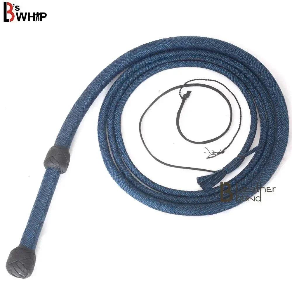 Blue and Black Paracord Bullwhip | 6 & 8 Feet | 12 Strands Nylon Bull Whip | Whips for Sale – Leather Bond
