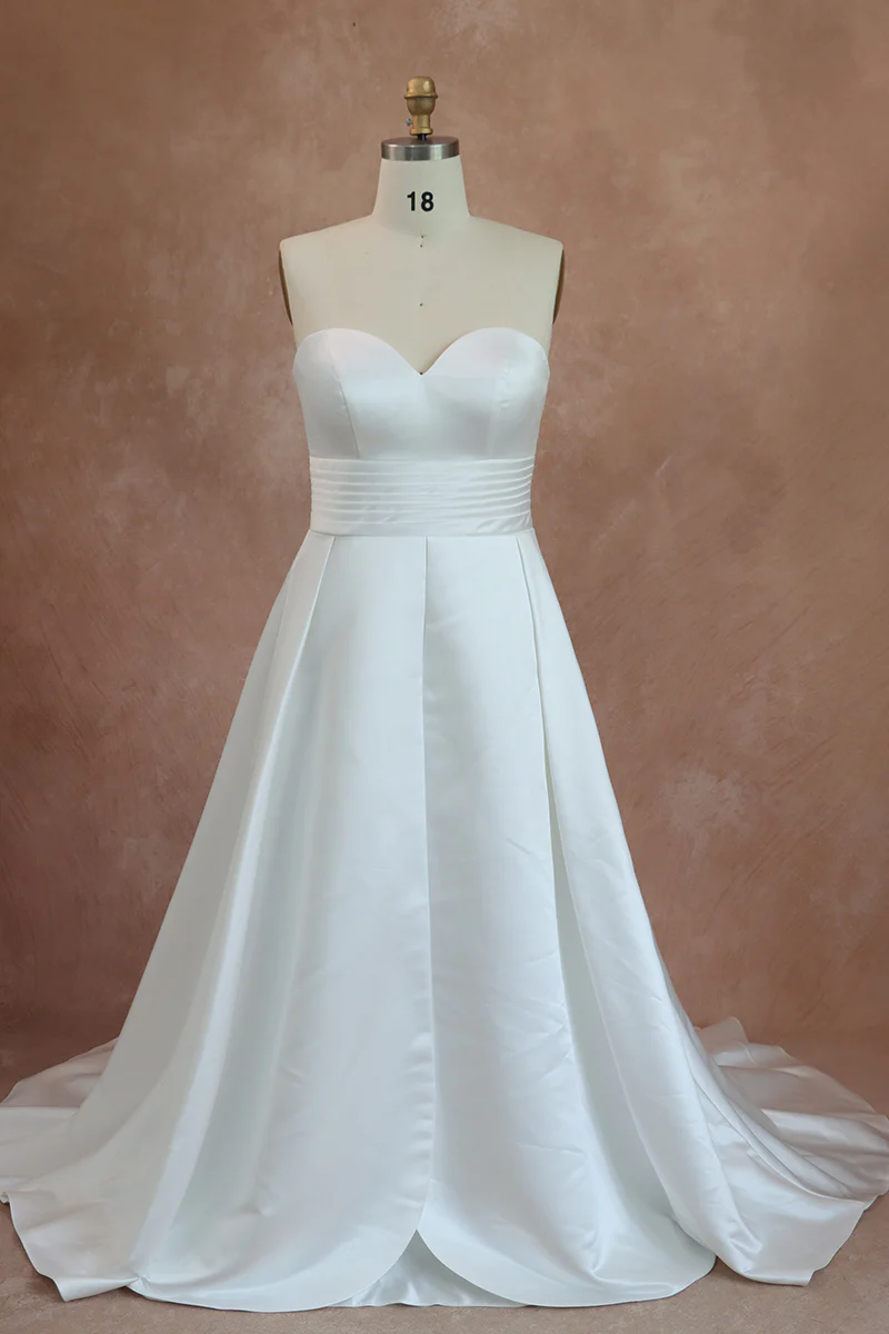 Satin A-Line Wedding Dress With Sweetheart Neckline