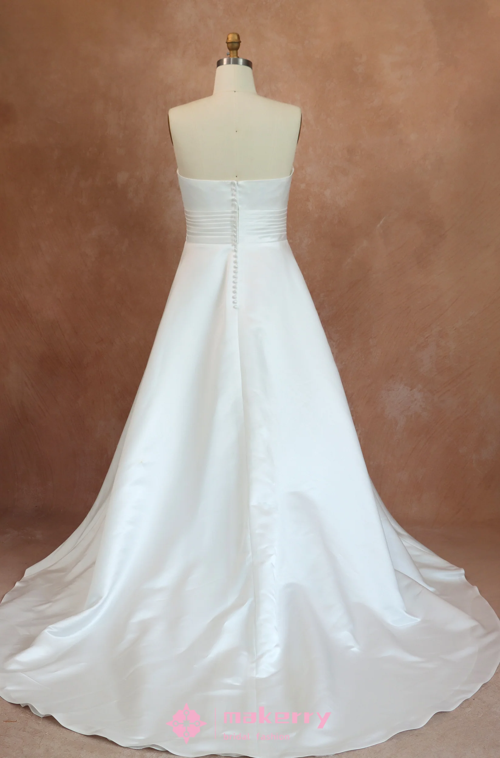Satin A-Line Wedding Dress With Sweetheart Neckline