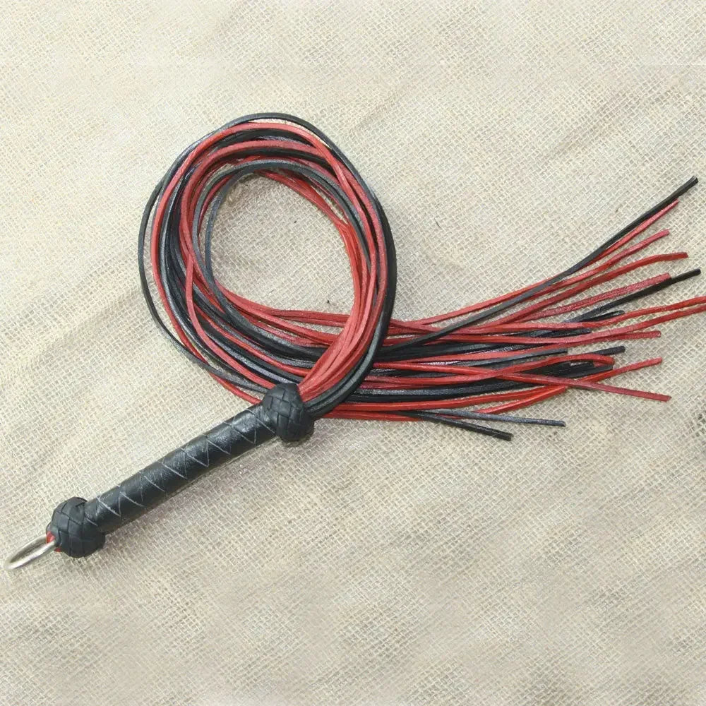 Real Genuine Cow Hide Leather Lace Flogger 25 Falls Red Black Light Weight