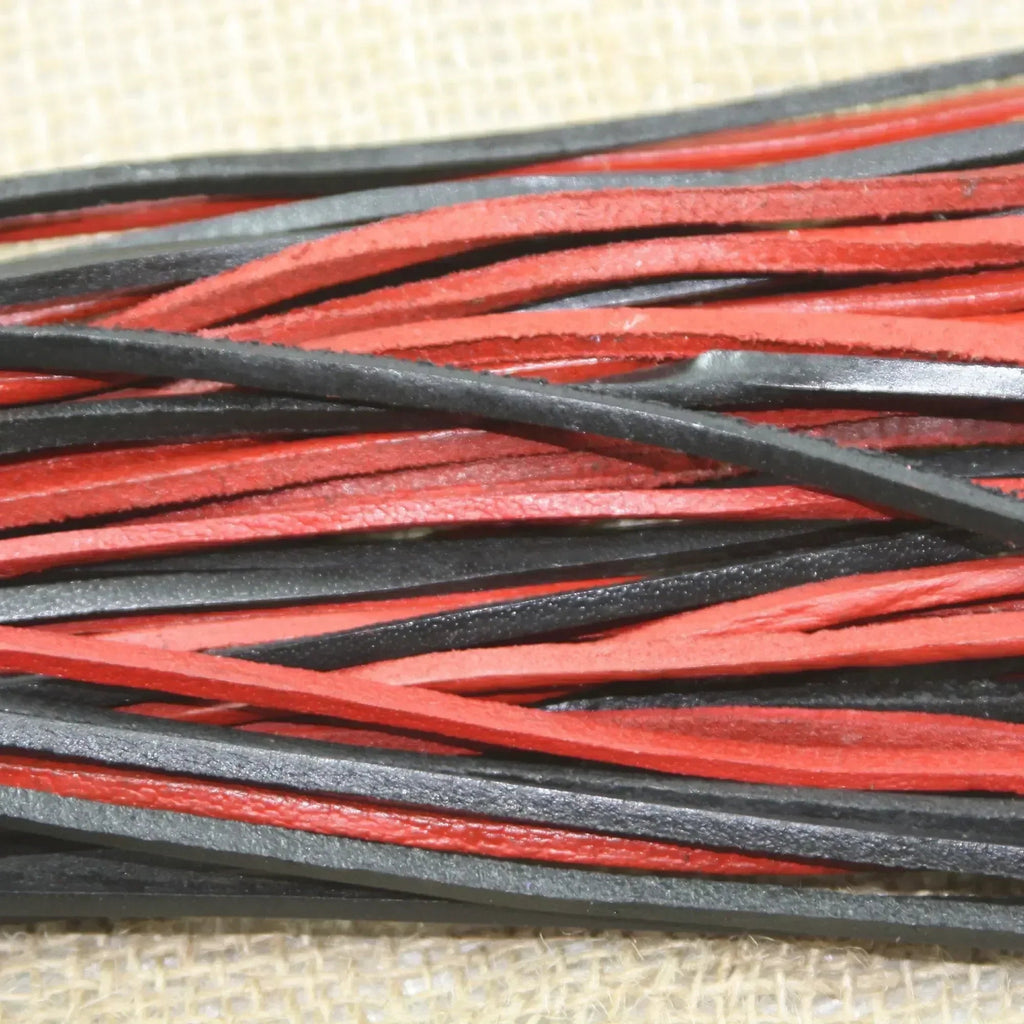 Real Genuine Cow Hide Leather Lace Flogger 25 Falls Red Black Light Weight