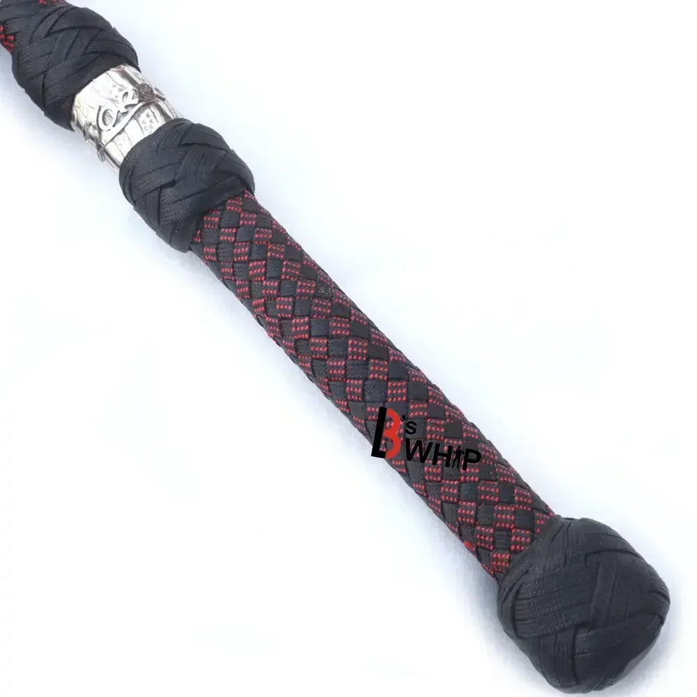 Zoro Black Paracord Bull Whip  16 Strands with Leather Plaited Bellies | 6 to 16 Feet  Bullwhip