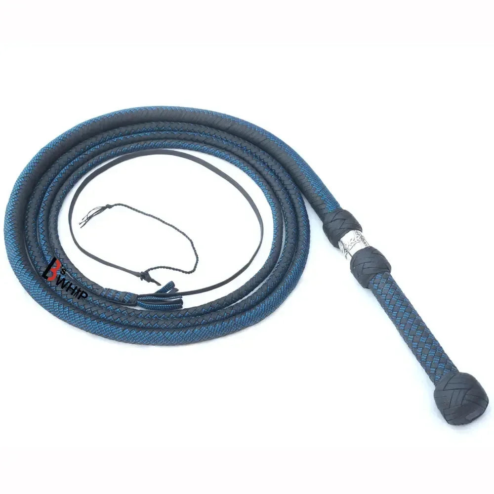 Zoro Whip 6, 8, 10, 12, 14 and 16 Feet long 16 Strands Zoro Bullwhip Black Para Cord Nylon Bull Whip with Leather Plaited Bellies
