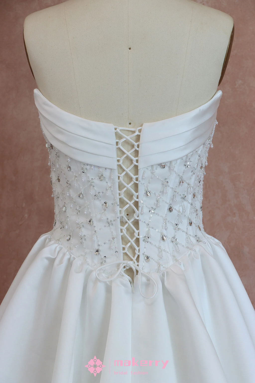Stunning Duchess Satin Wedding Dresses With Beads