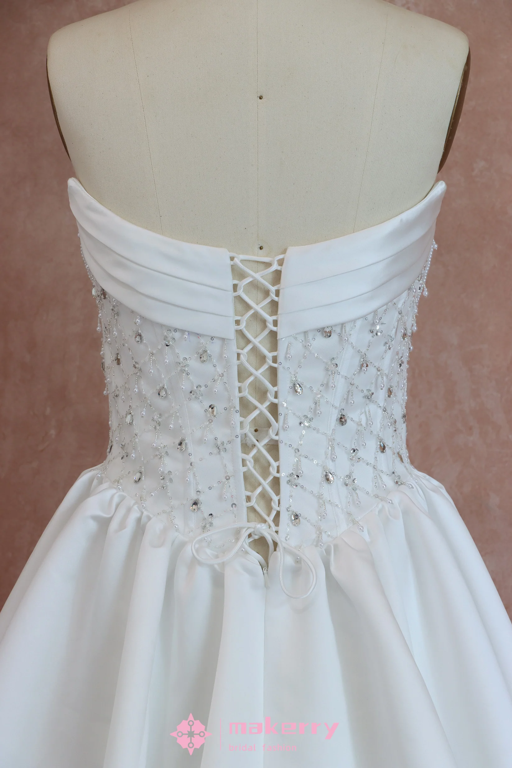 Stunning Duchess Satin Wedding Dresses With Beads