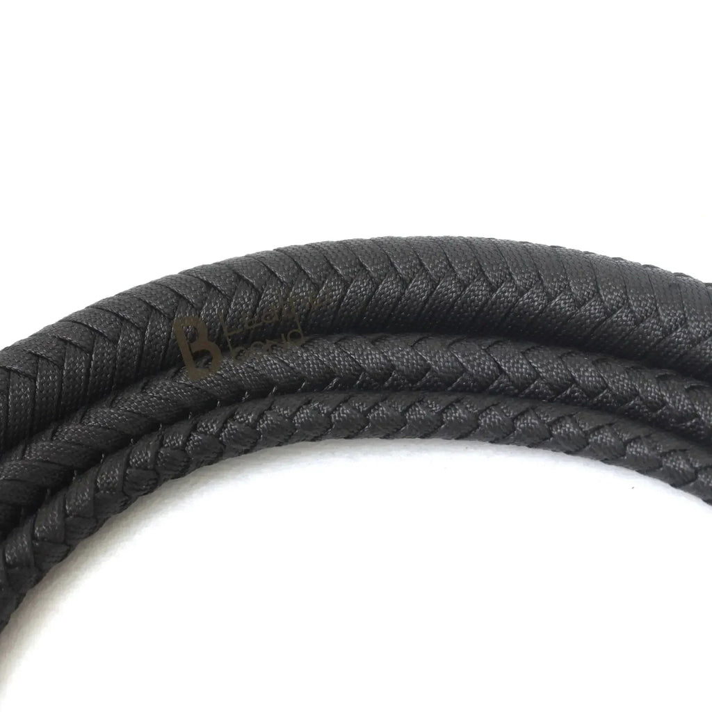 Indiana Jones Style Whip 06 to 16 Feet 12 Strands Bullwhip Black Para Cord Nylon Bull Whip with Leather Plaited Bellies