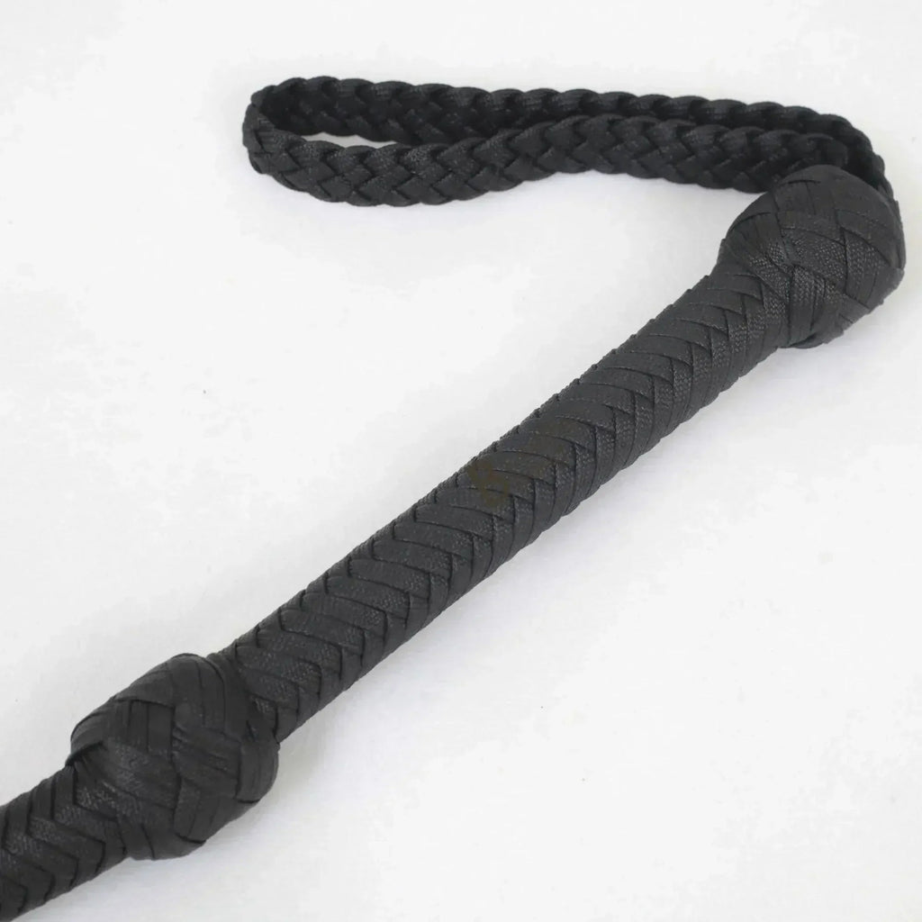 Indiana Jones Style Whip 06 to 16 Feet 12 Strands Bullwhip Black Para Cord Nylon Bull Whip with Leather Plaited Bellies