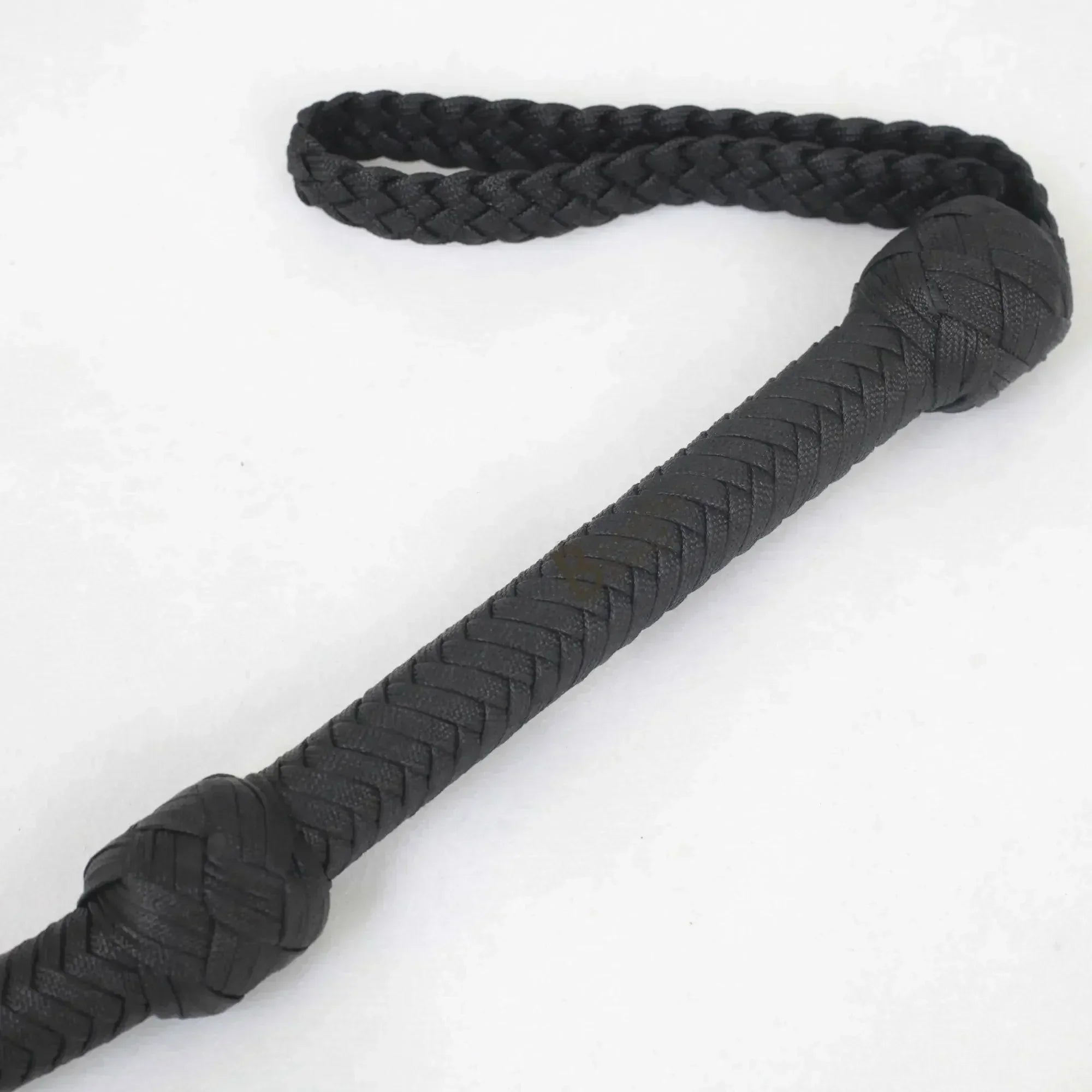 Indiana Jones Style Whip 06 to 16 Feet 12 Strands Bullwhip Black Para Cord Nylon Bull Whip with Leather Plaited Bellies