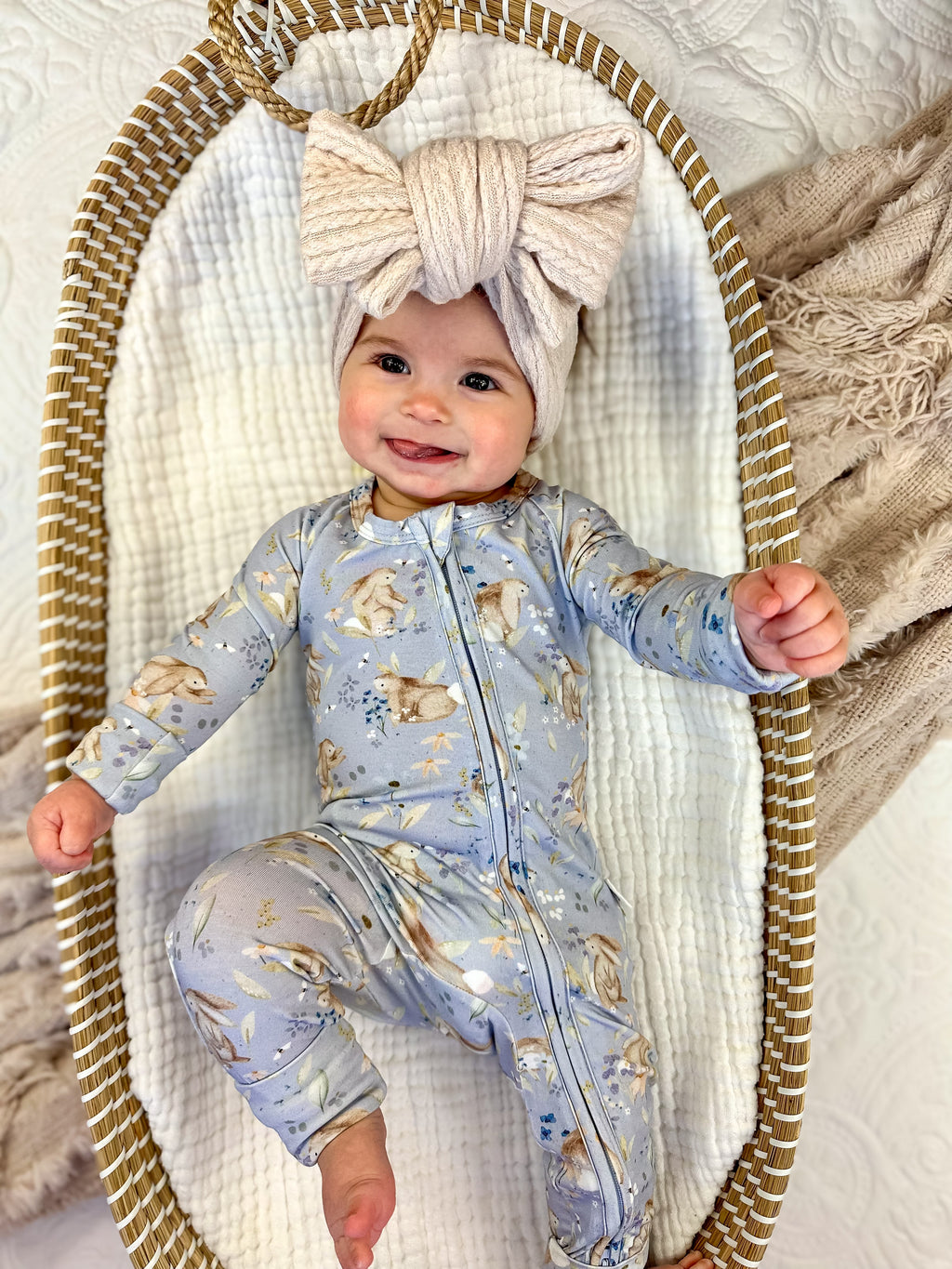 Bunny Blossoms Bamboo Zippy Pajamas