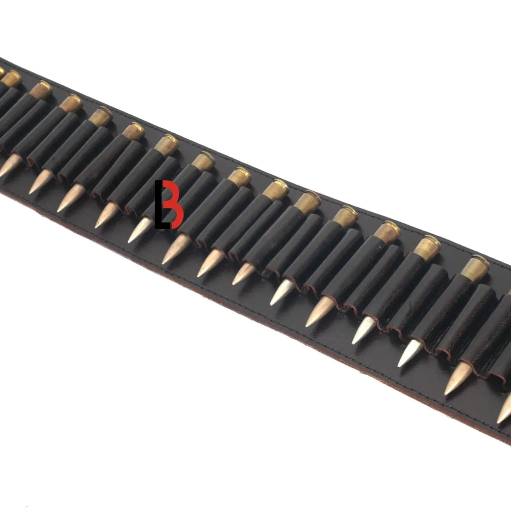 Cowhide Leather Rifle Cartridge Belt Bandolier Hunting Shell Holder & Ammo Carrier