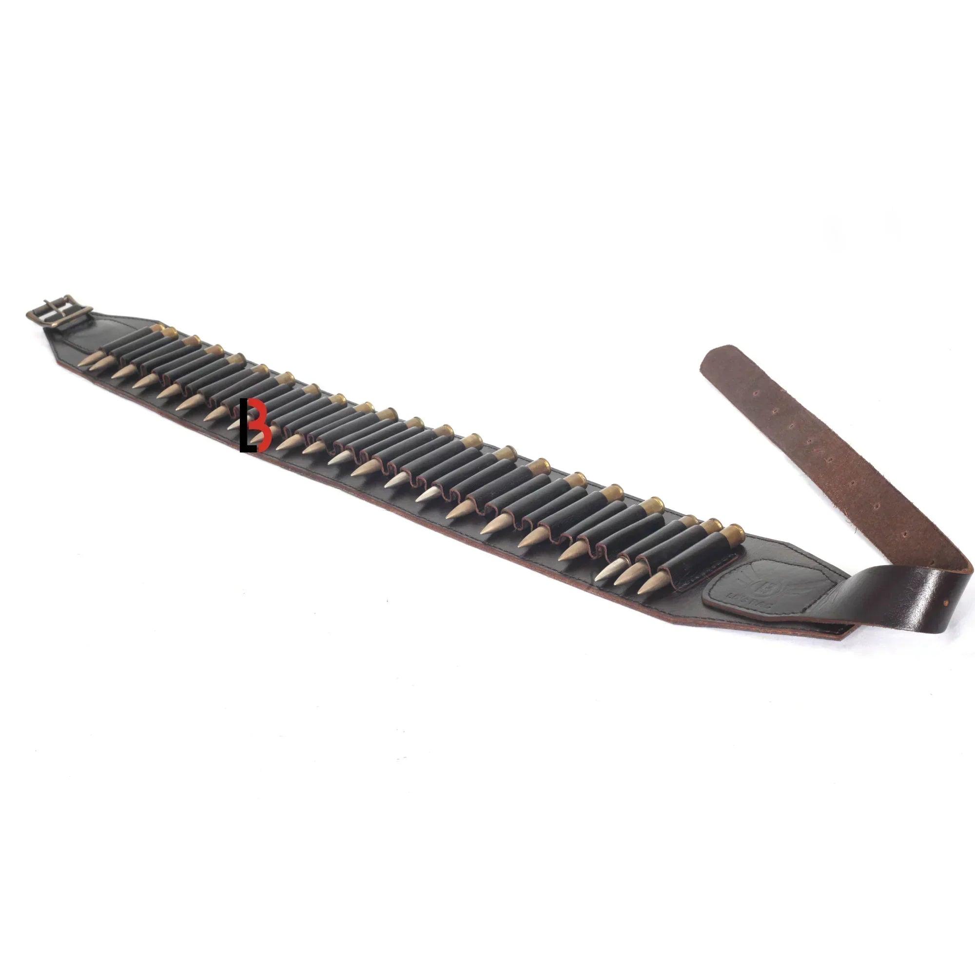 Cowhide Leather Rifle Cartridge Belt Bandolier Hunting Shell Holder & Ammo Carrier