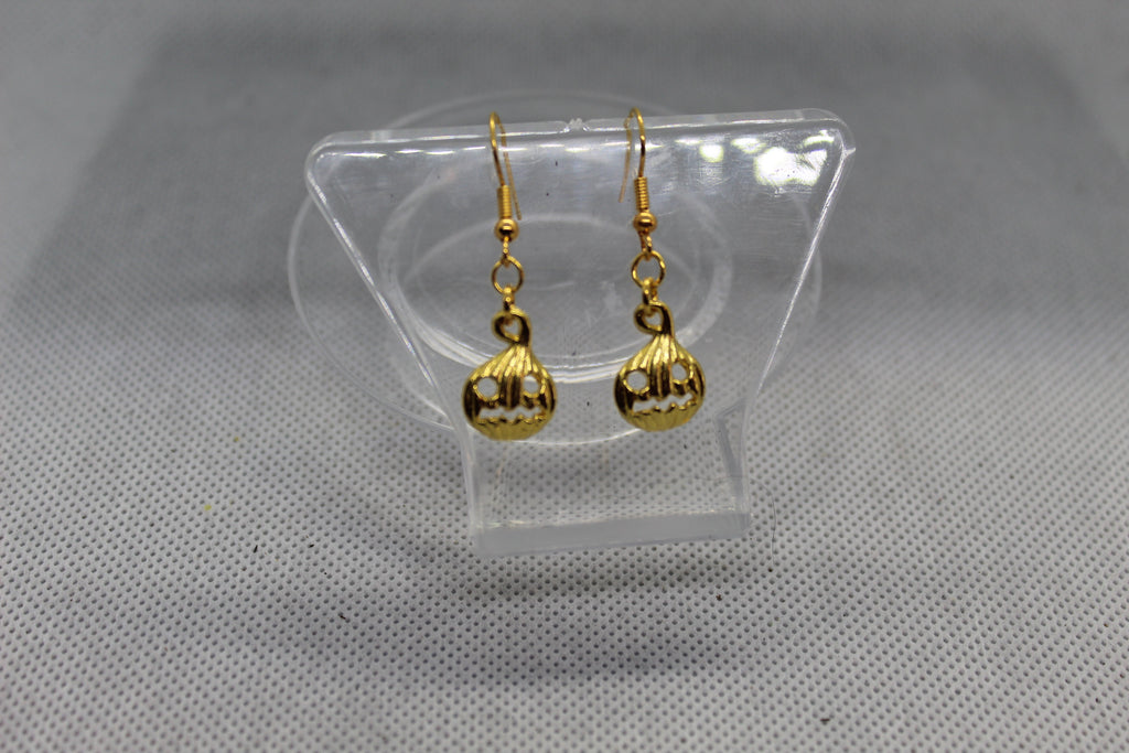Golden Pumpkin Drop Earrings Jewelry Spooky Halloween Witchy