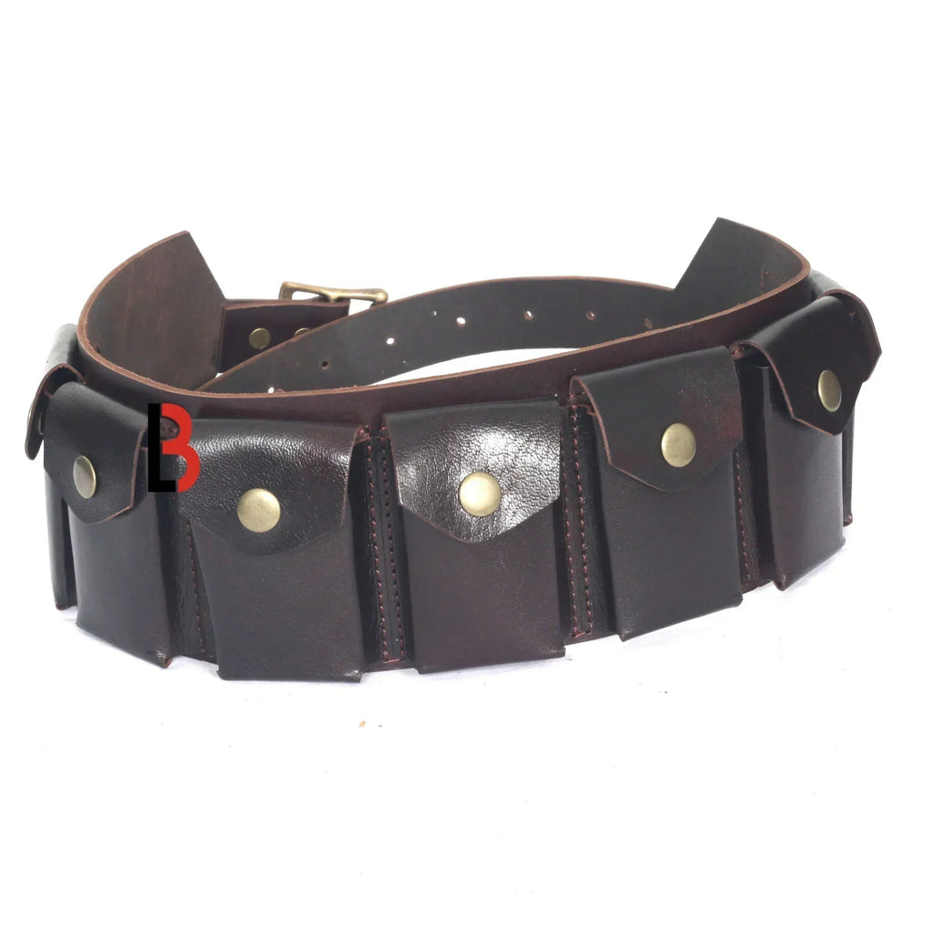Real Leather Rifle Cartridge Bandolier Belt Ammo Holder & Pouch Belt for Guns