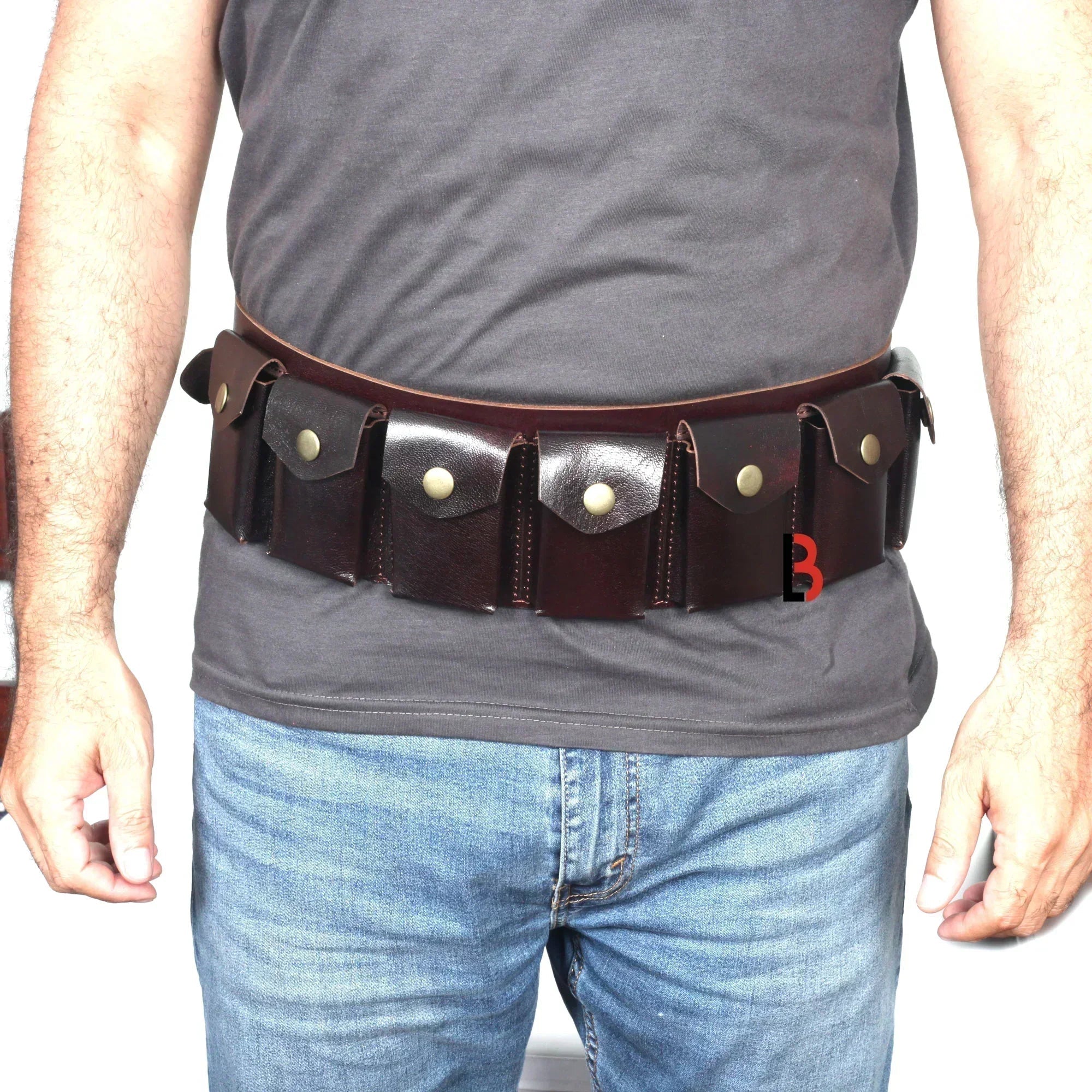Real Leather Rifle Cartridge Bandolier Belt Ammo Holder & Pouch Belt for Guns
