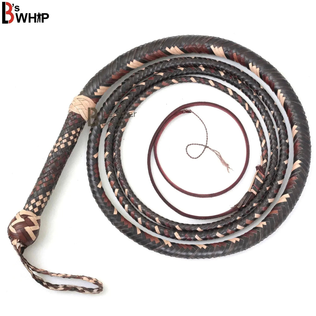 Bull Whip 6, 8, 10, 12, 14 & 16 Feet long 16 Strands Cowhide Leather Equestrian Bullwhip Indiana Jones