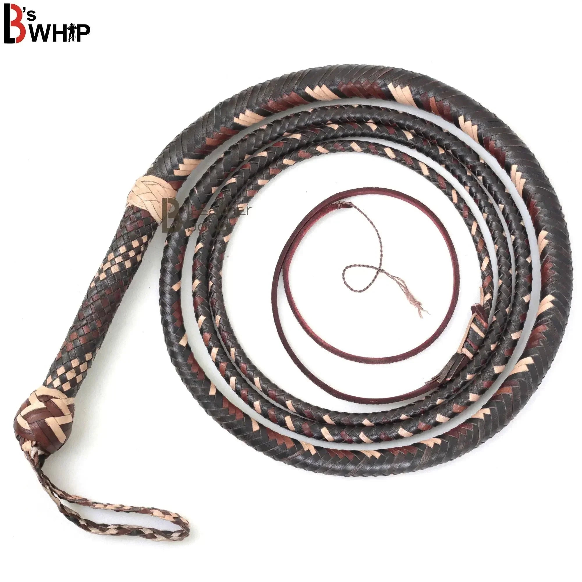 Bull Whip 6, 8, 10, 12, 14 & 16 Feet long 16 Strands Cowhide Leather Equestrian Bullwhip Indiana Jones