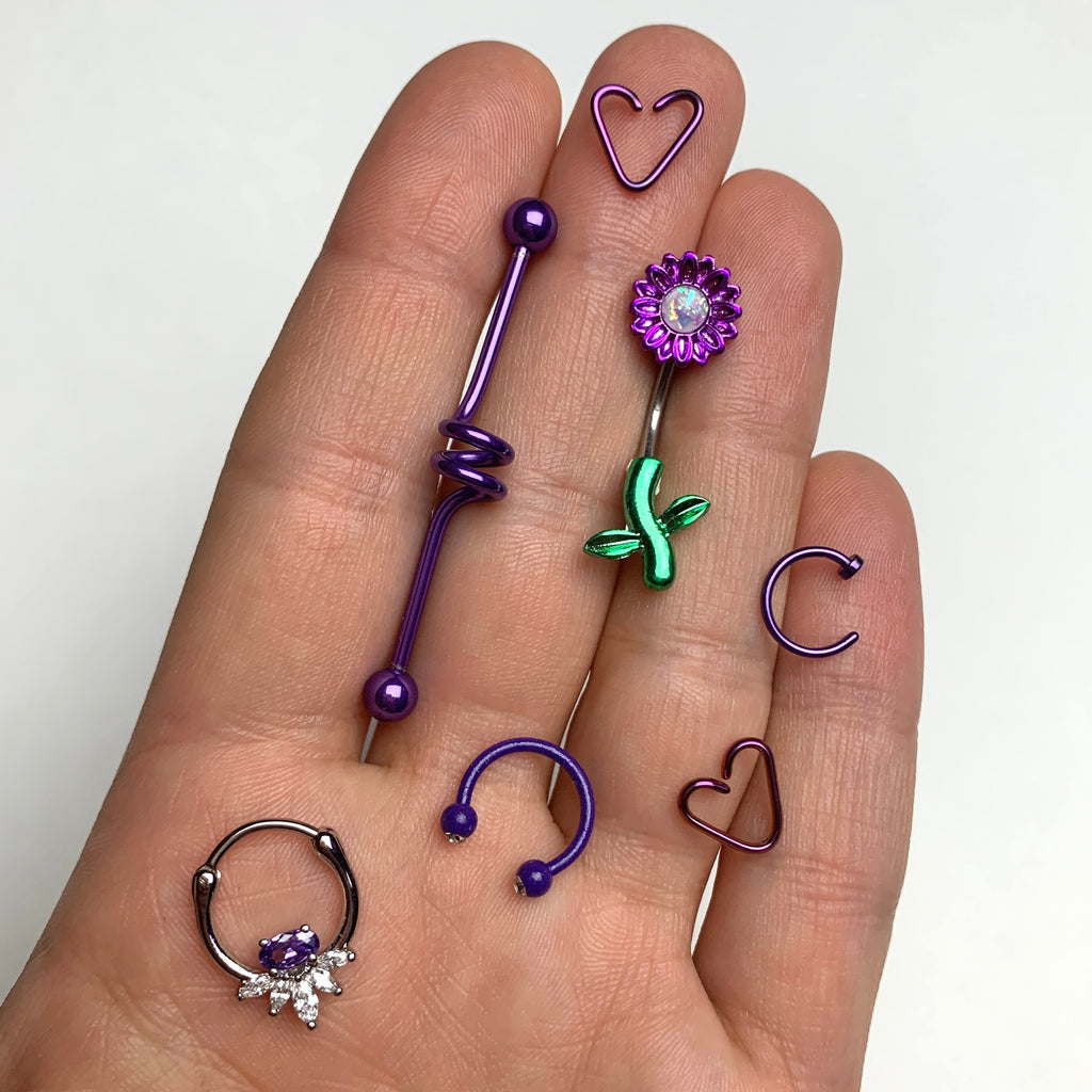 18G 5/16 Purple Anodized Titanium Nose Hoop