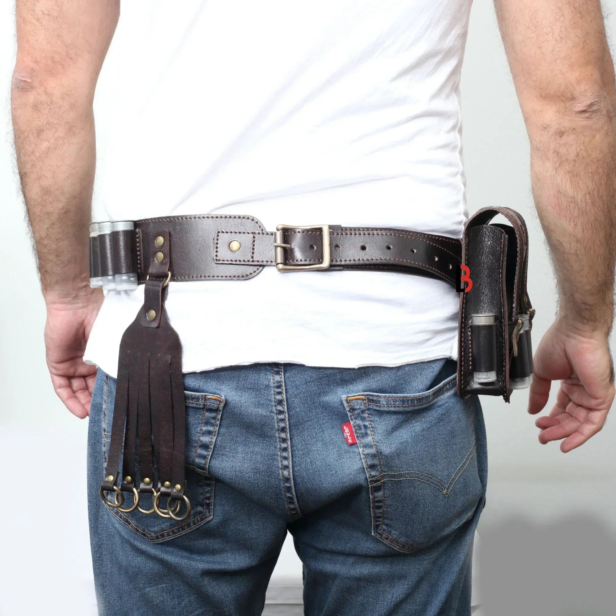 Cowhide Leather Cartridge Belt Bird Hanger & Hunting Pouch | 12 Gauge Shotgun Shell Belt