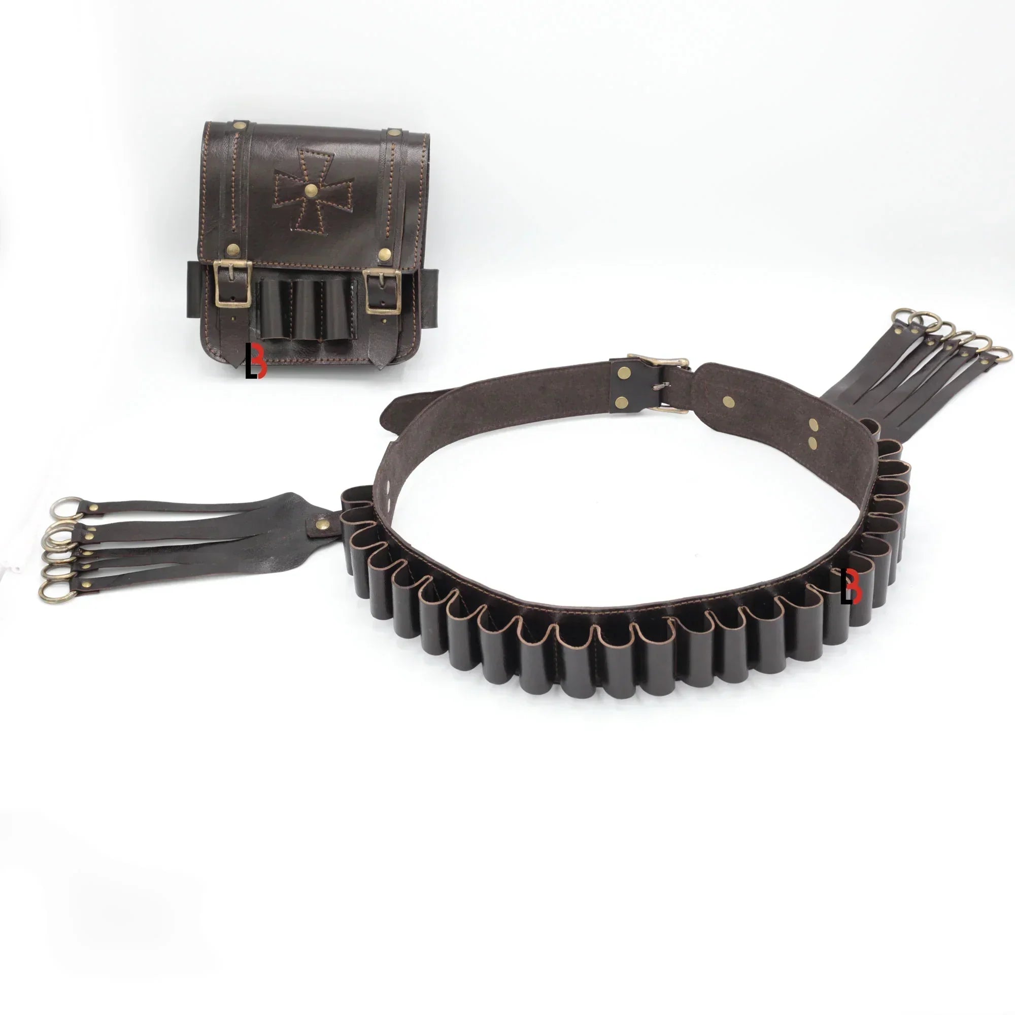 Cowhide Leather Cartridge Belt Bird Hanger & Hunting Pouch | 12 Gauge Shotgun Shell Belt