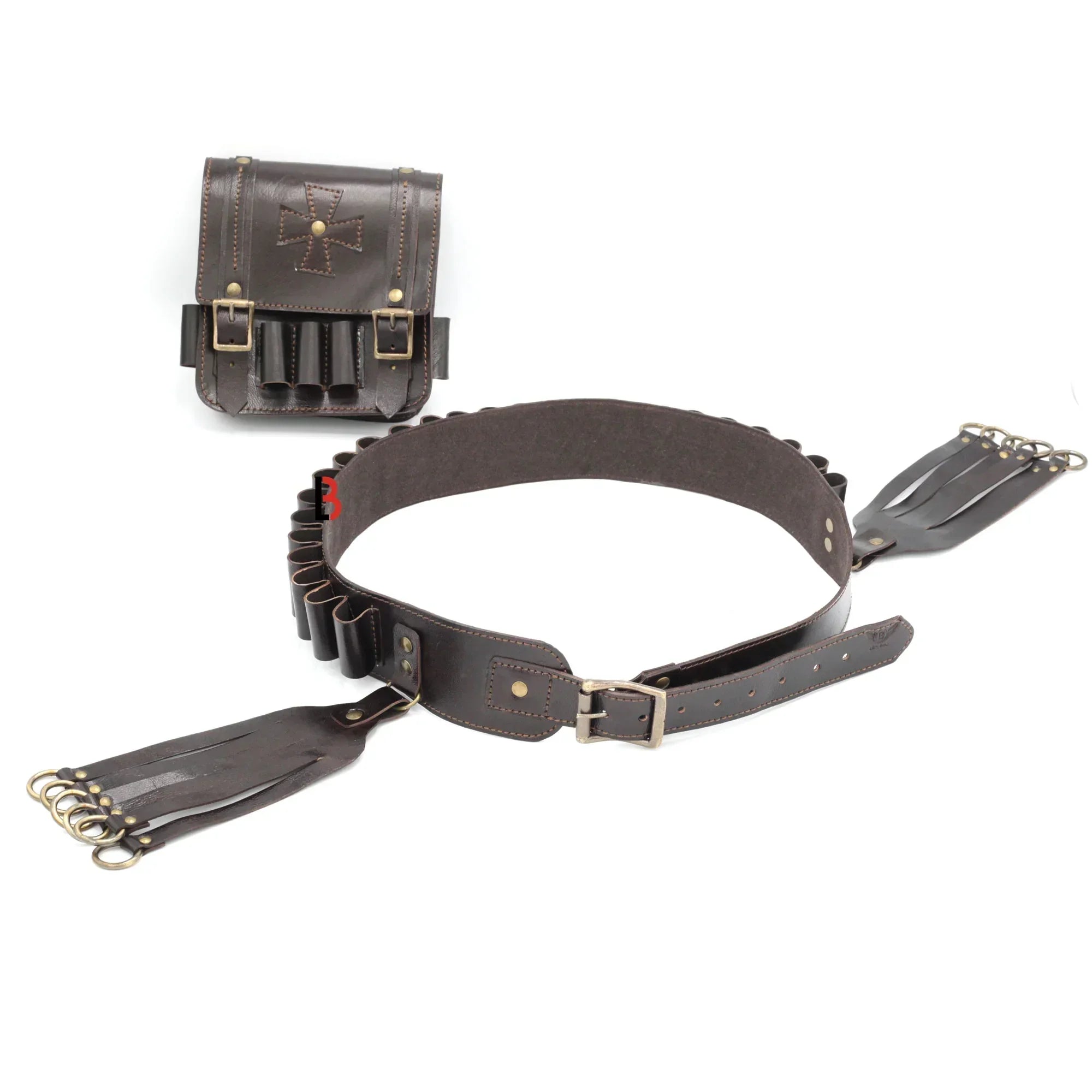 Cowhide Leather Cartridge Belt Bird Hanger & Hunting Pouch | 12 Gauge Shotgun Shell Belt