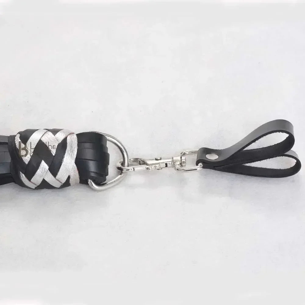 Real Cowhide Leather Finger Flogger 50 Falls Black Heavy Duty Thuddy Whip | BDSM Impact Flogger