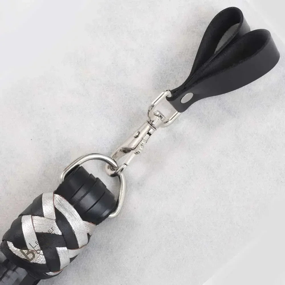Real Cowhide Leather Finger Flogger 50 Falls Black Heavy Duty Thuddy Whip | BDSM Impact Flogger