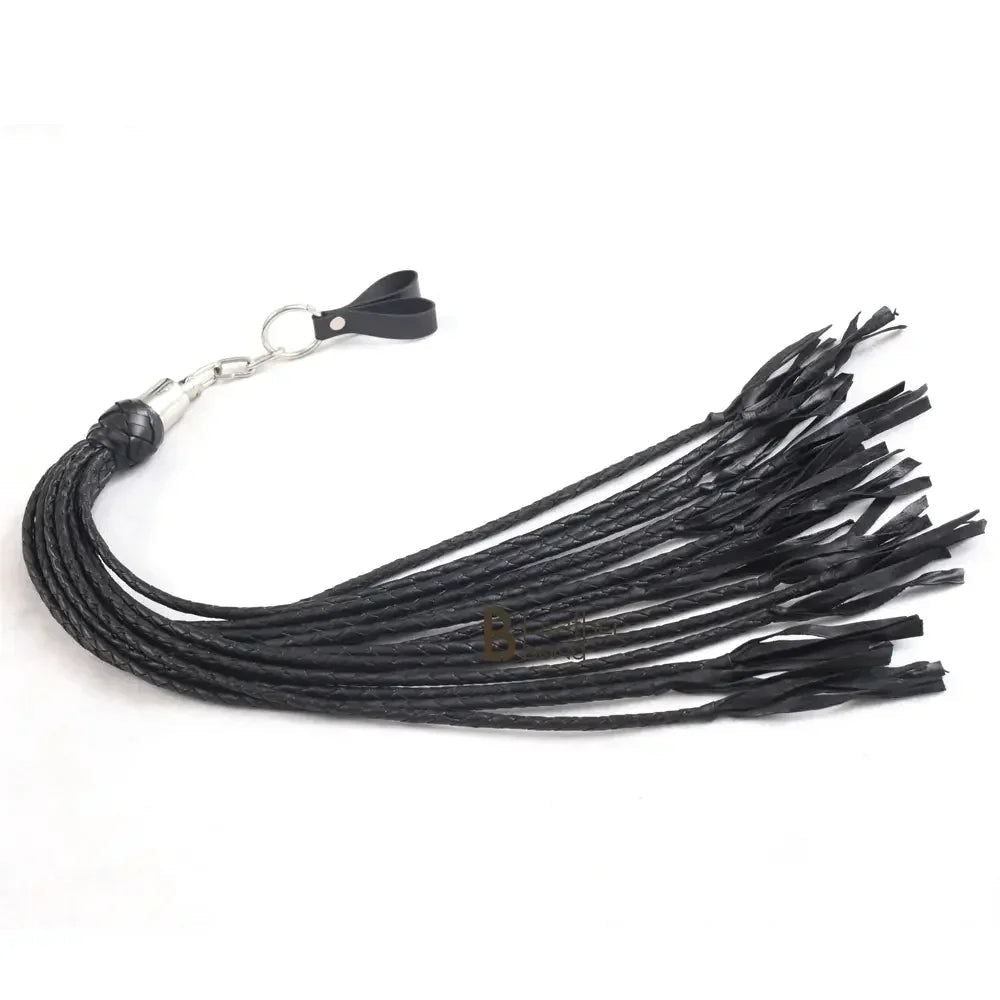 Real Cowhide Leather Finger Flogger 15 Braided Black Falls Heavy Duty Thuddy Whip | BDSM Impact