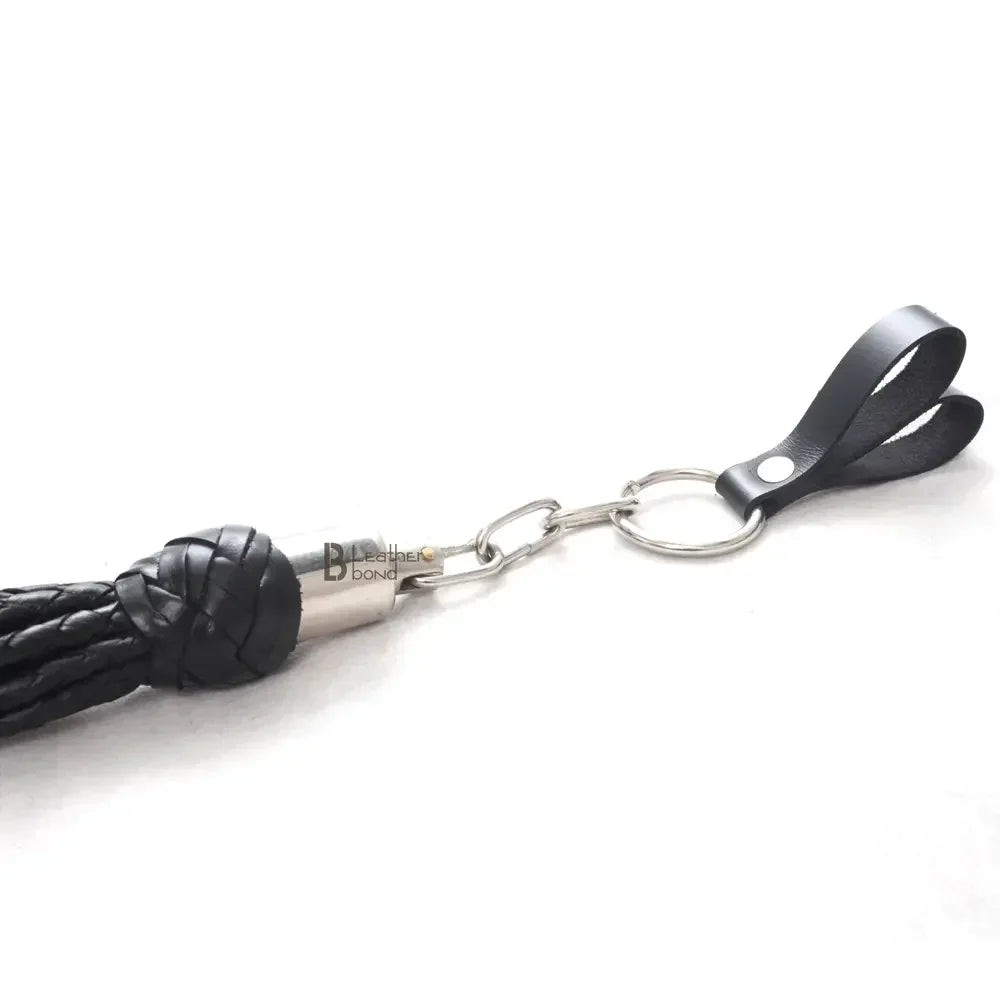 Real Cowhide Leather Finger Flogger 15 Braided Black Falls Heavy Duty Thuddy Whip | BDSM Impact