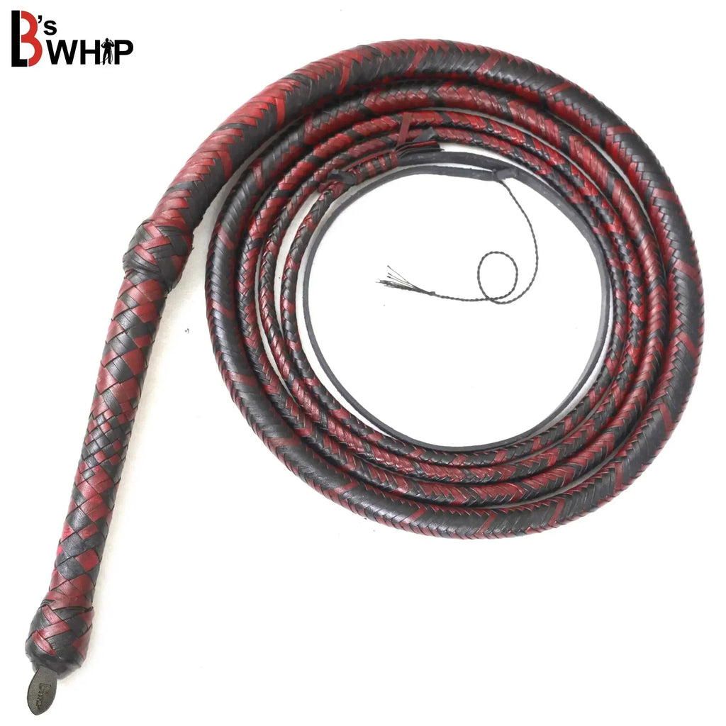 Bull Whip 6, 8, 10, 12, 14 & 16 Feet long 16 Strands Kangaroo Hide Leather Equestrian Bullwhip Leather Belly and Bolster Inside