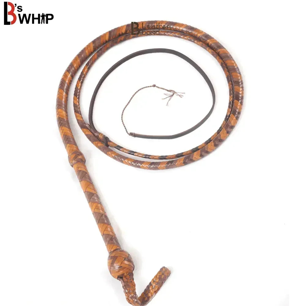 Kangaroo Hide Bull Whip | 6 to 16 Feet | 16 Strands | Leather Belly and Bolster | Indiana Jones Tan Brown – Leather Bond