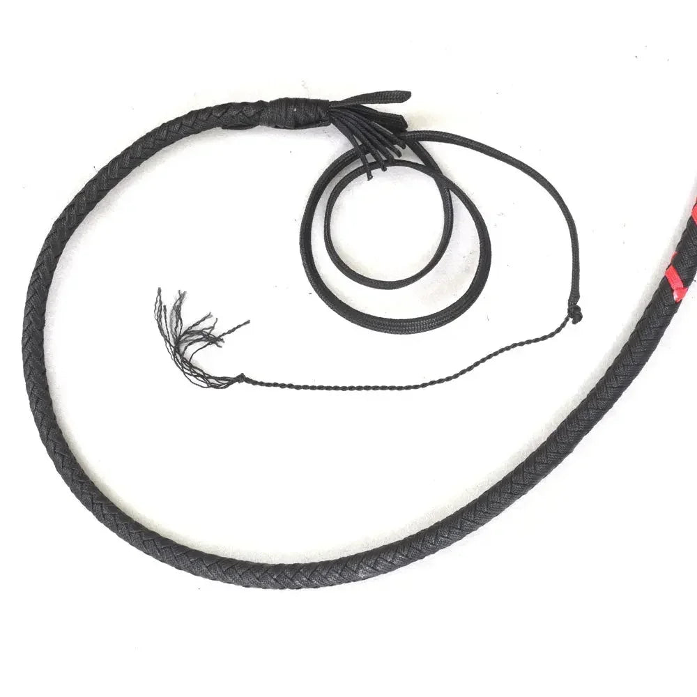 Indiana Jones Style Whip 6, 8, 10, 12, 14 & 16 Feet 16 Strands Bullwhip Para Cord Nylon Bull Whip with Leather Plaited Bellies