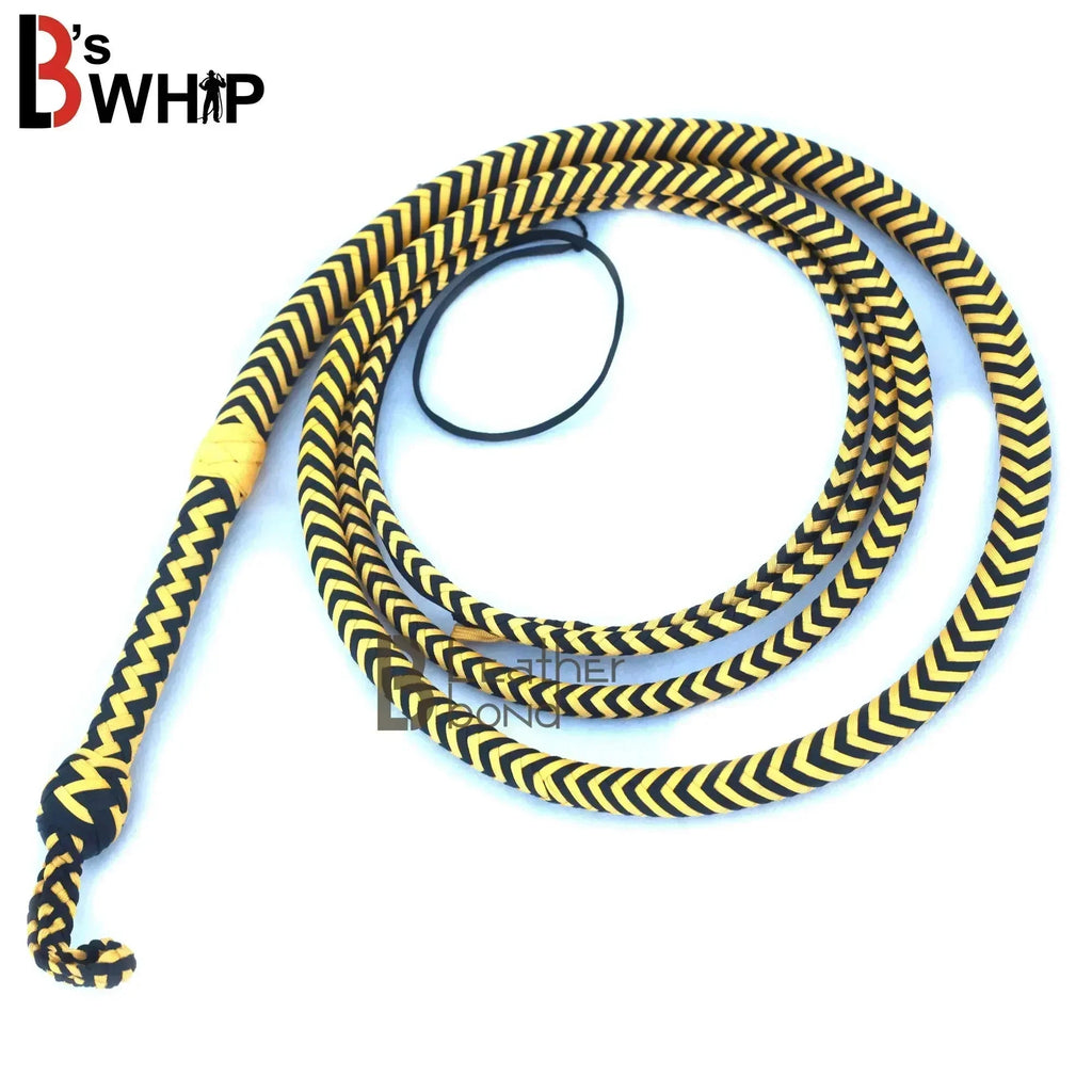 Whip 6, 8, 10, 12, 14 & 16 Feet 16 Strands Bullwhip Para Cord Nylon Bull Whip with Leather Plaited Bellies