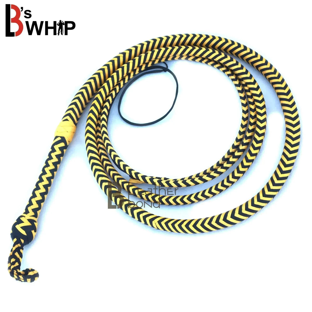 Whip 6, 8, 10, 12, 14 & 16 Feet 16 Strands Bullwhip Para Cord Nylon Bull Whip with Leather Plaited Bellies