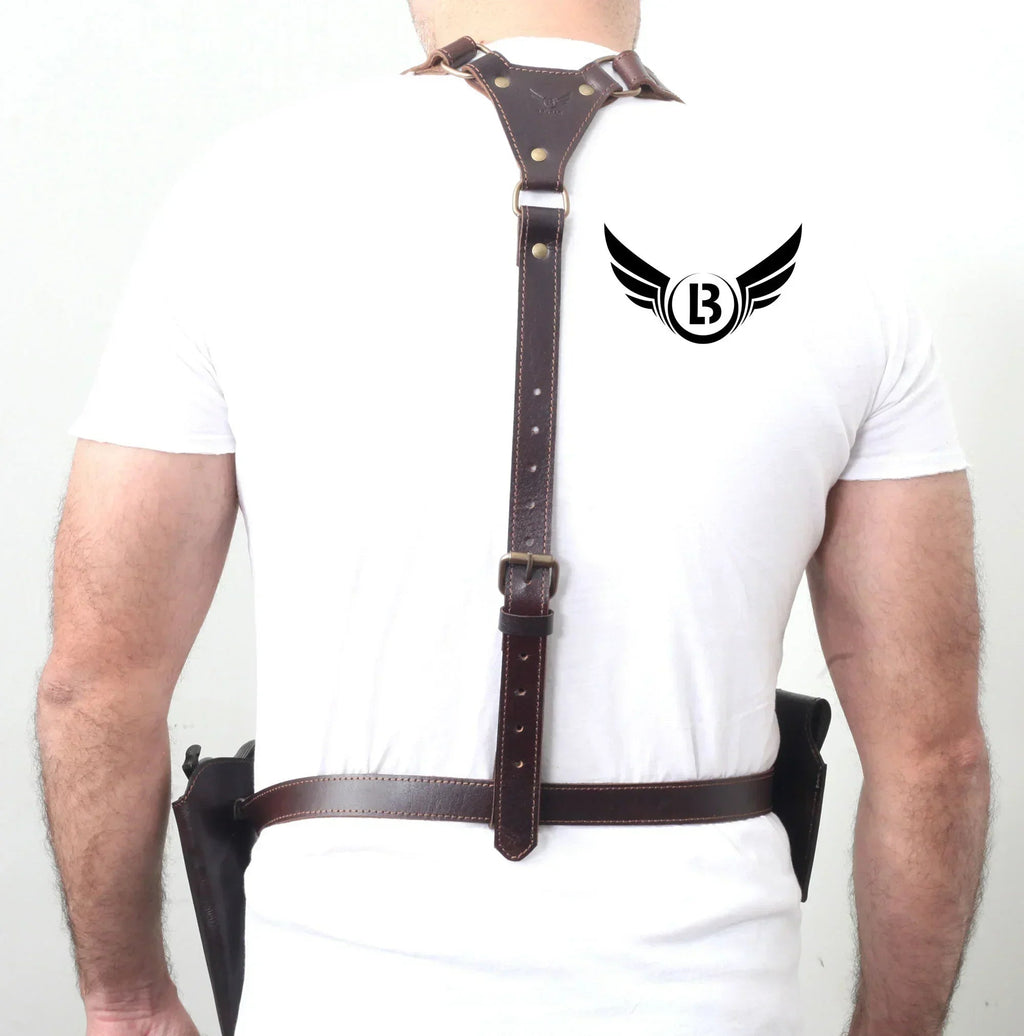 Universal Leather Shoulder Holster & Waist Belt Vertical Concealed Carry Holster