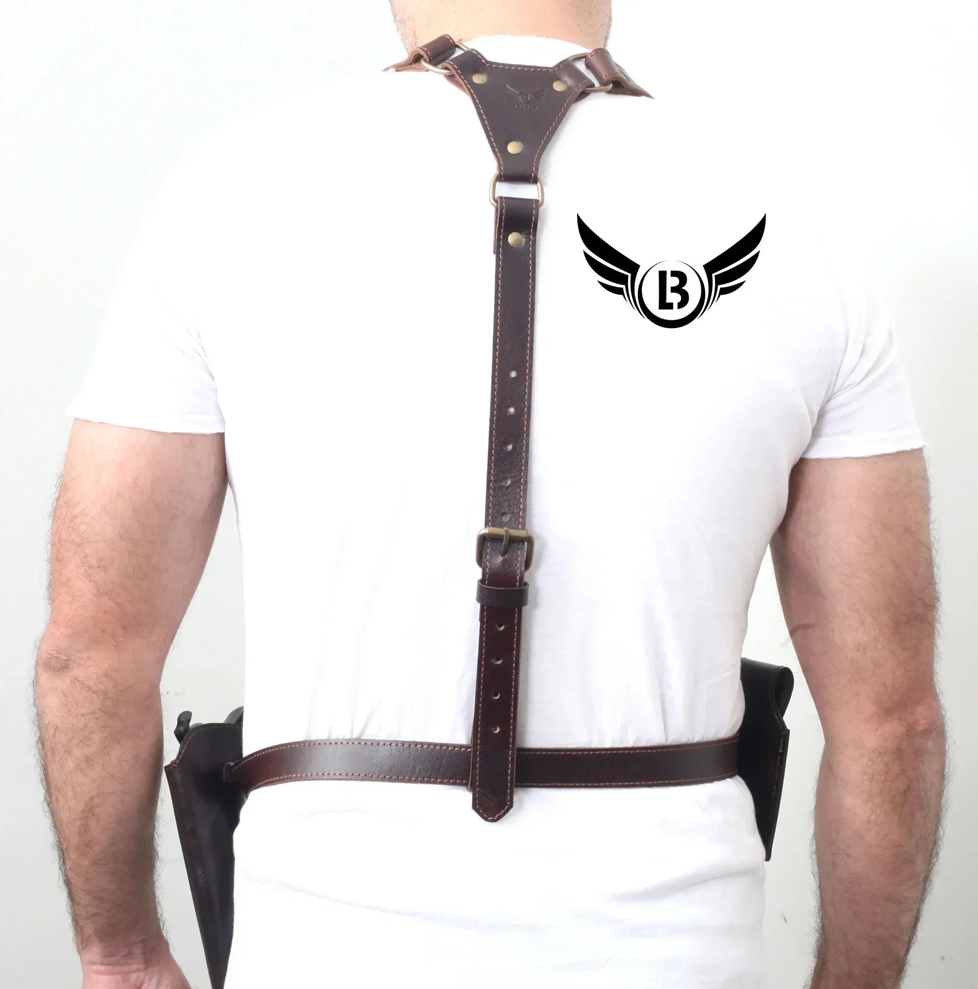 Universal Leather Shoulder Holster & Waist Belt Vertical Concealed Carry Holster