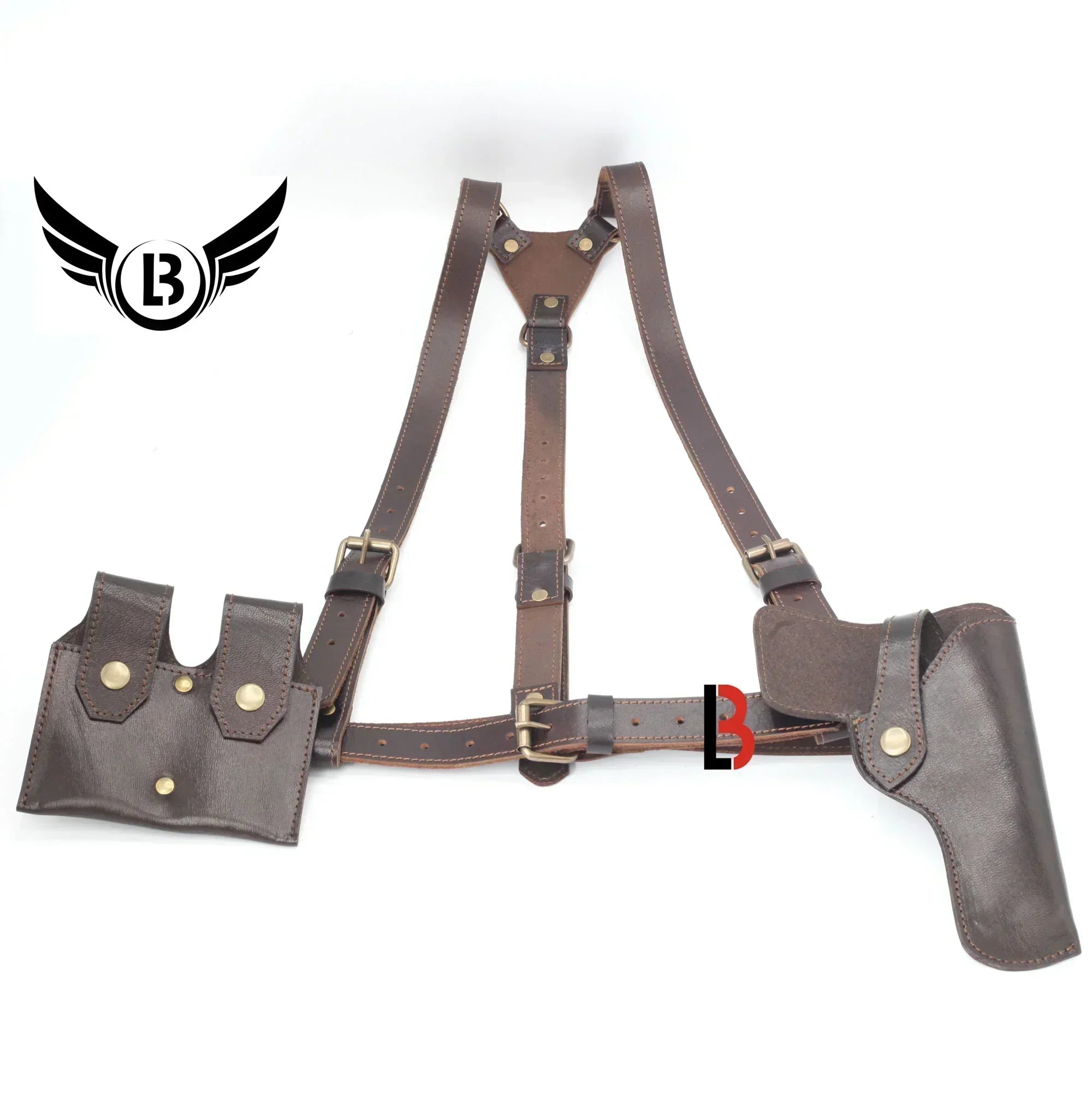 Universal Leather Shoulder Holster & Waist Belt Vertical Concealed Carry Holster