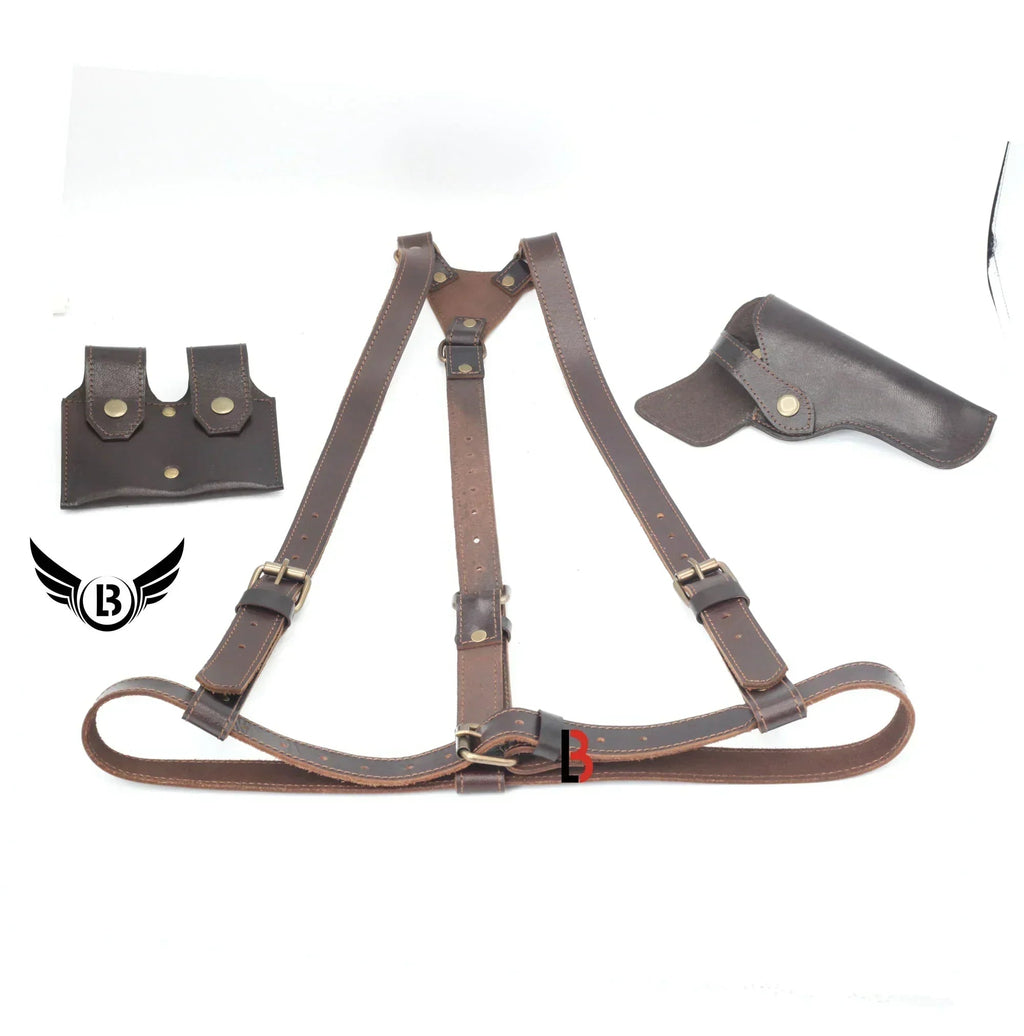 Universal Leather Shoulder Holster & Waist Belt Vertical Concealed Carry Holster
