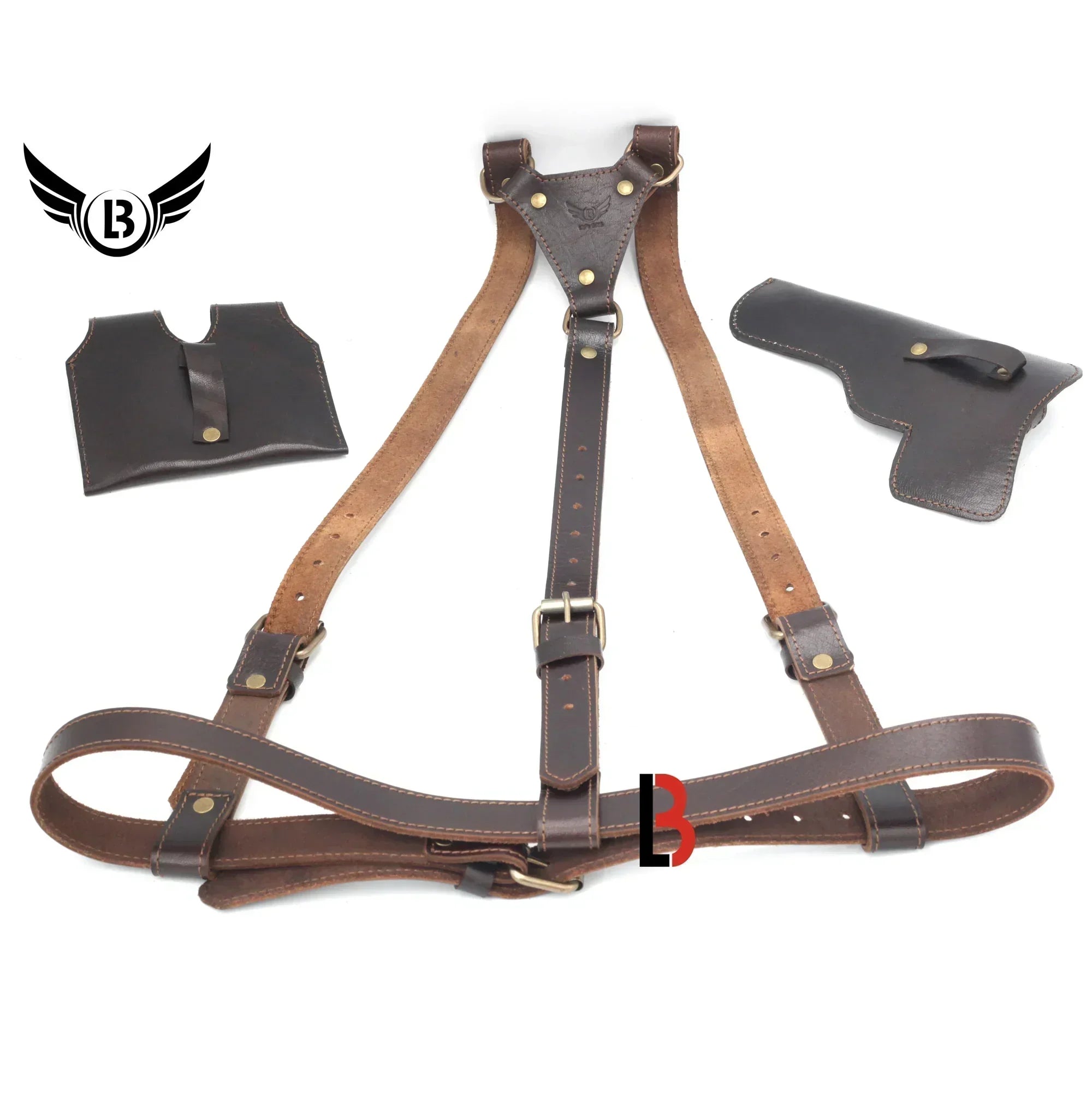 Universal Leather Shoulder Holster & Waist Belt Vertical Concealed Carry Holster