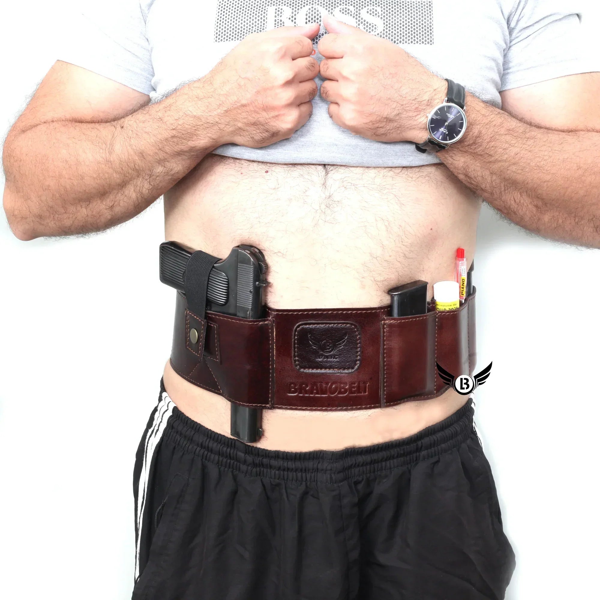 Cowhide Leather BravoBelt Belly Band Holster Ambidextrous Concealed Carry