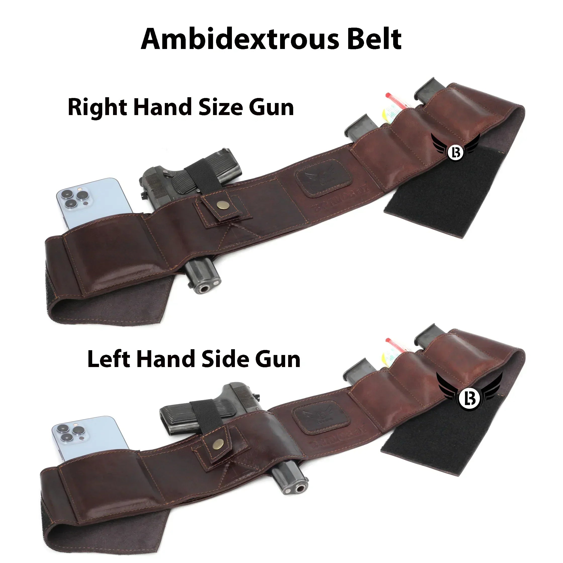 Cowhide Leather BravoBelt Belly Band Holster Ambidextrous Concealed Carry