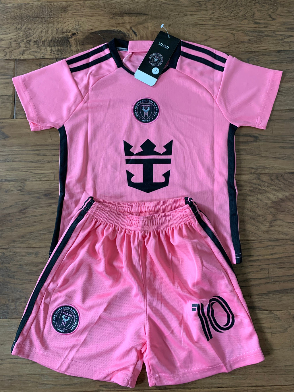 Lionel Messi Miami Home Kids Soccer Jersey Pink Set Football Youth Toddler