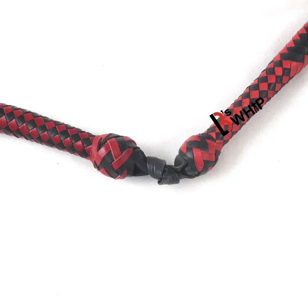 Red & Black Stockwhip 04 Feet to 12 Feet long and 16 Plaits Kangaroo Hide Leather Equestrian Australian Stock Whip